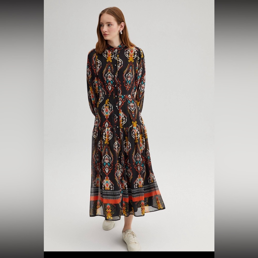 Patterned Chiffon Anthropologie Maxi Dress, Wedding Dress